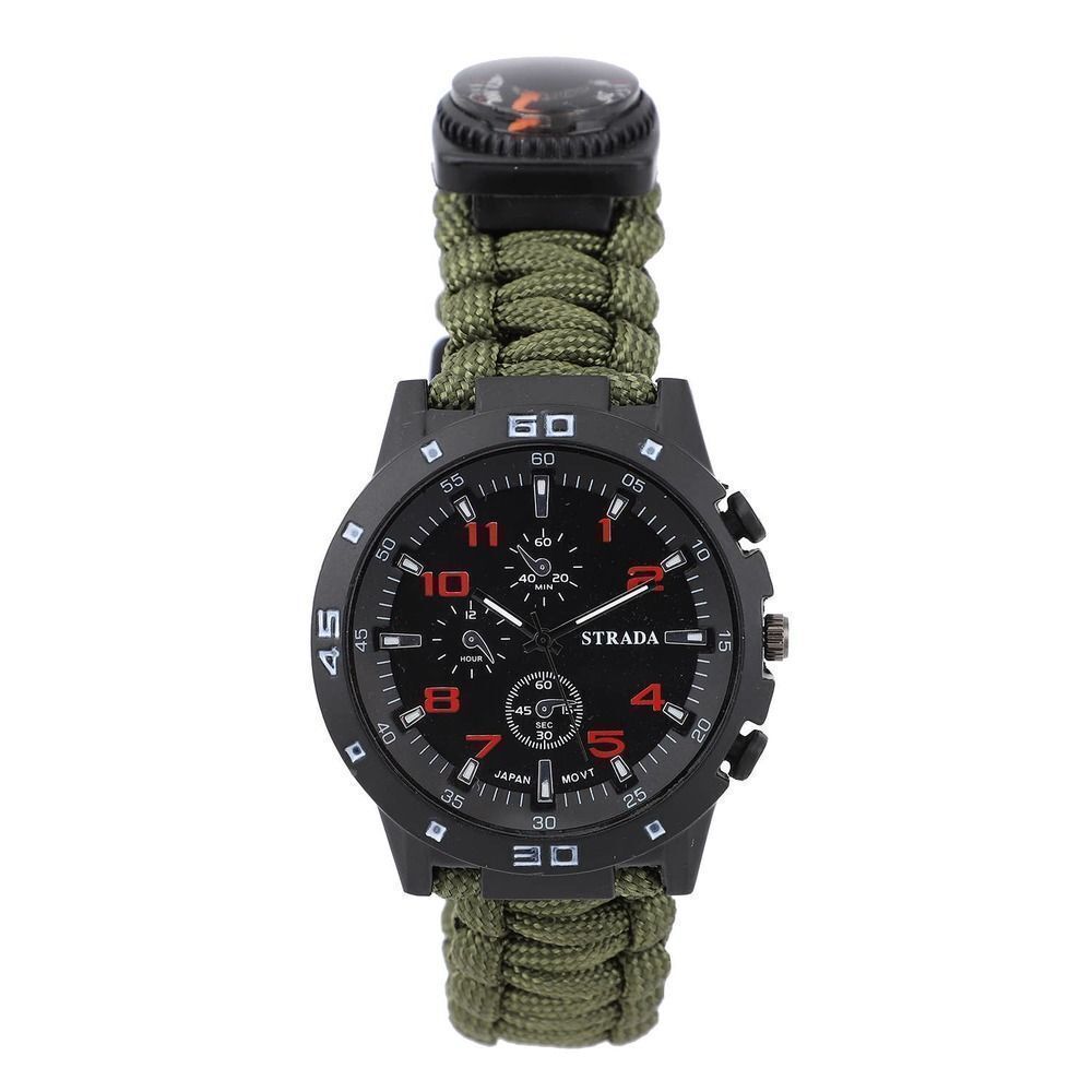 STRADA Watch with Green Nylon Strap and Stainless Steel Back